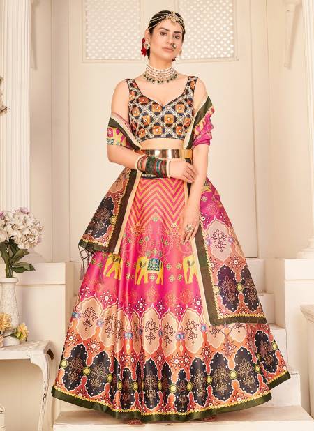 Multi Kf Floral 3 New Exclusive Festive Wear Silk Printed Latest Lehenga Collection 133